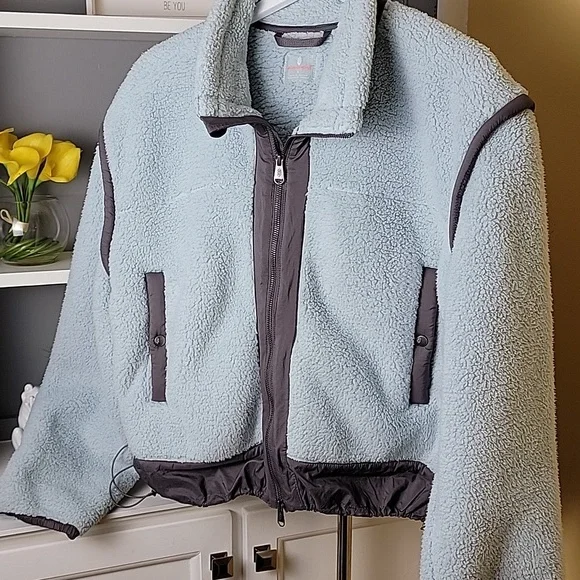 Free People Movement Cozy Ice Flow Blue Fleece Nylon Jacket - Picture 11 of 15
